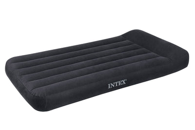 Intex Dura Beam Pillow Rest Blue Standard Airbed w/ Built In Pump, Twin (Used)