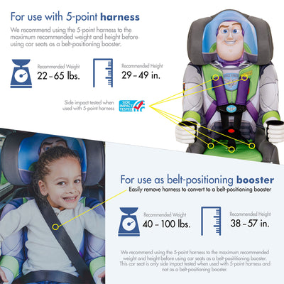 KidsEmbrace Disney Buzz Lightyear Combination 5 Point Harness Booster Car Seat