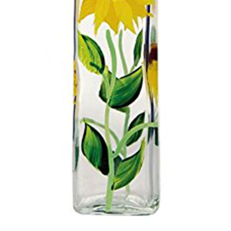 Grant Howard 39152 Hand Painted Sunflowers Glass Oil Vinegar Cruet Bottle, 16 Oz