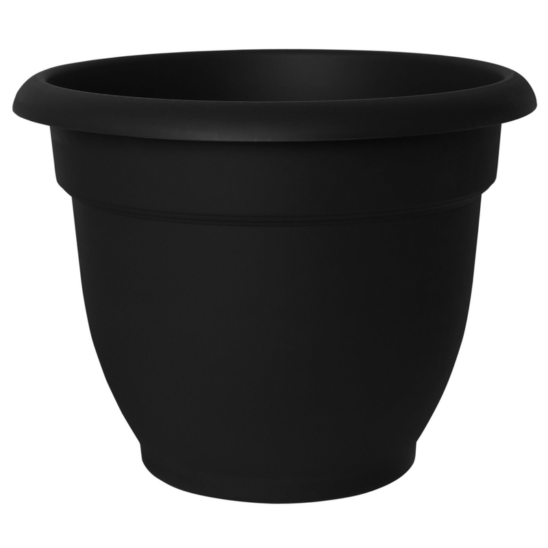 Bloem Ariana 16 Inch Black Indoor & Outdoor Self Watering Planter Pot, (4 Pack)