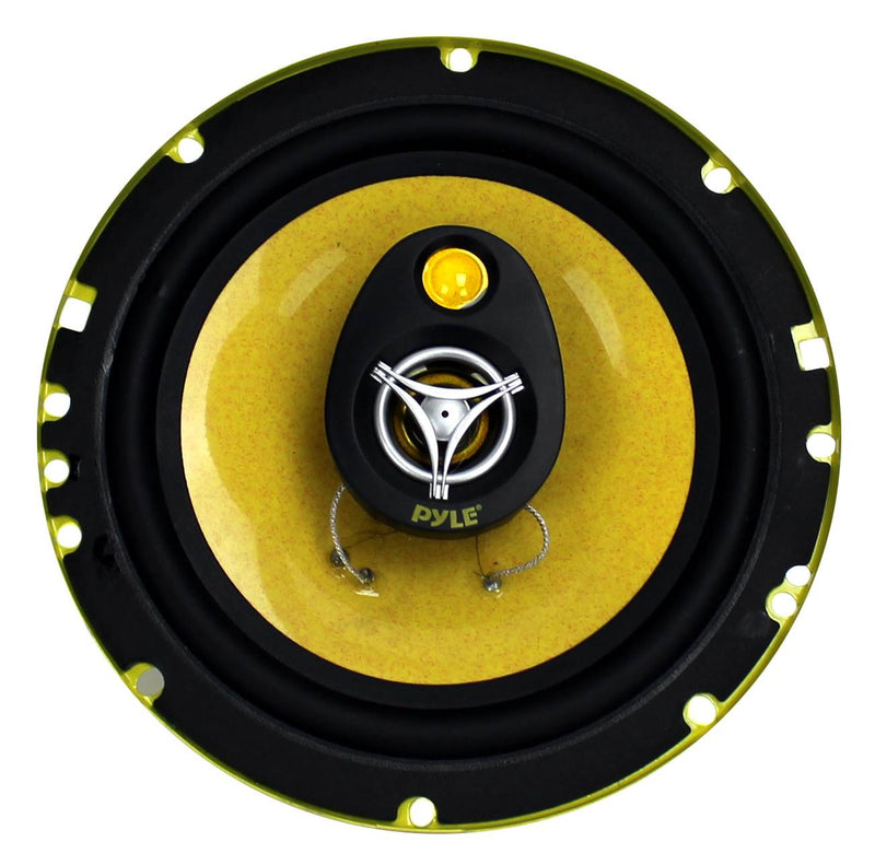 2) New PYLE PLG6.3 6.5" 280-Watt 3-Way Car Audio Coaxial Speakers Stereo Yellow