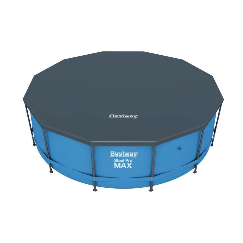 Round PVC 12 Foot Pool Cover for Above Ground Pro Frame Pools (Open Box)