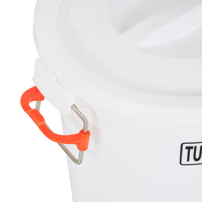 Tuff Stuff Products FS17 Seed and Animal Feed Drum Bucket with Lock Lid, White