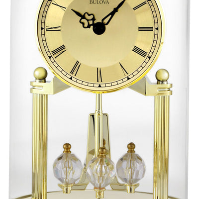 Bulova Clocks Tristan I Oval Dome Clock with Metal Base and Brass Finish, Gold