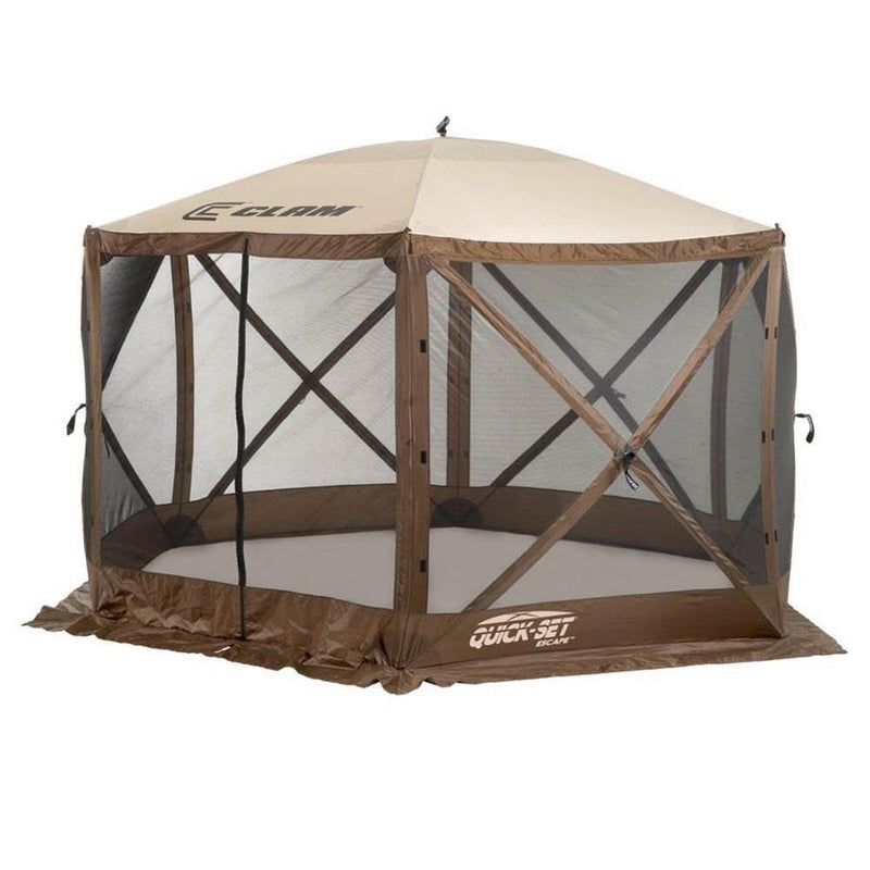 CLAM Quick-Set Escape Pop Up Camping Gazebo Screen Shelter, Brown (Damaged)