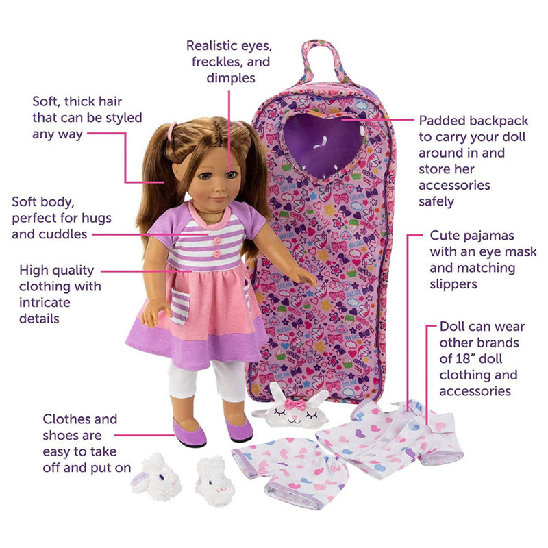 Playtime by Eimmie 18" Allie Doll w/ Outfit, Carry Case, and Pajamas (Open Box)