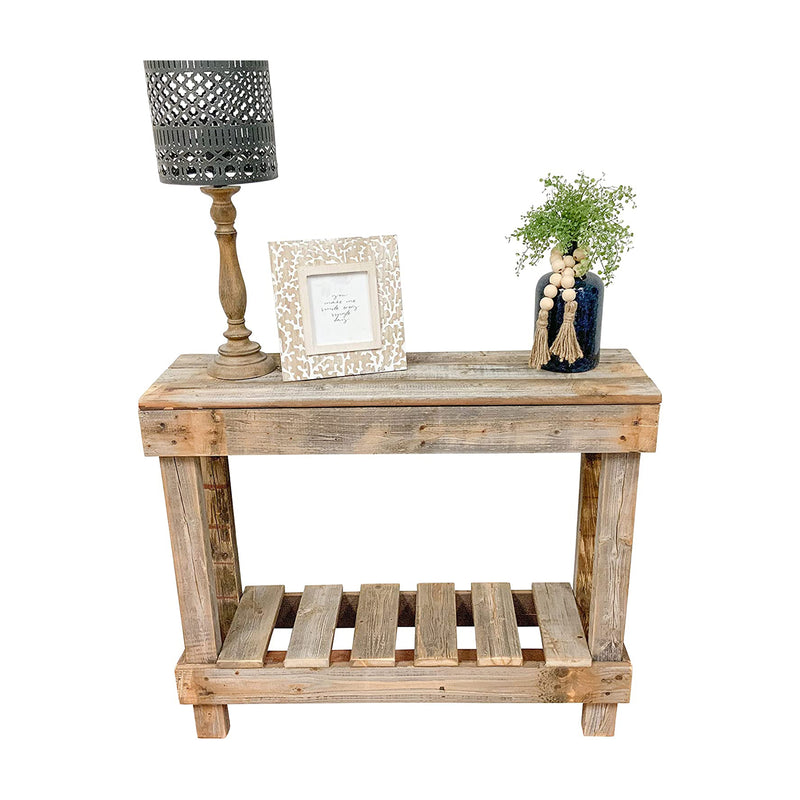 del Hutson Designs 38 In Reclaimed Wood Rustic Barnwood Entry Table, Natural