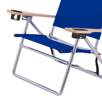 Copa Big Tycoon Aluminum 4 Position Folding Beach Lounge Chair with Canopy, Blue