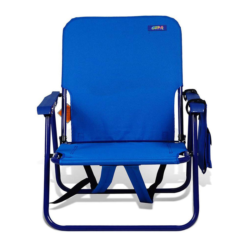 Copa Backpack Single Position Folding Beach Lounge Chair, Royal Blue (4 Pack)