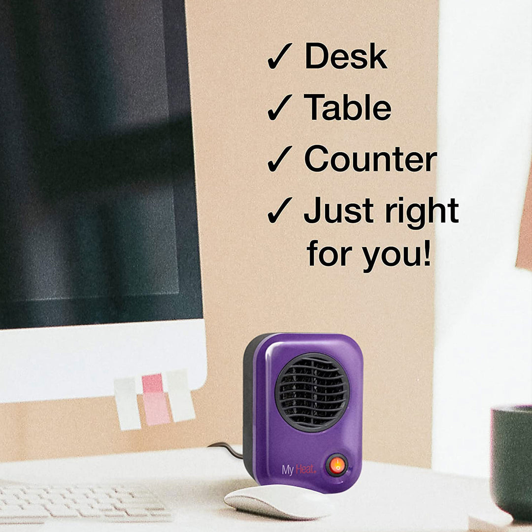 Lasko 106 MyHeat Portable Personal Electric 200 W Ceramic Space Heater, Purple - VMInnovations