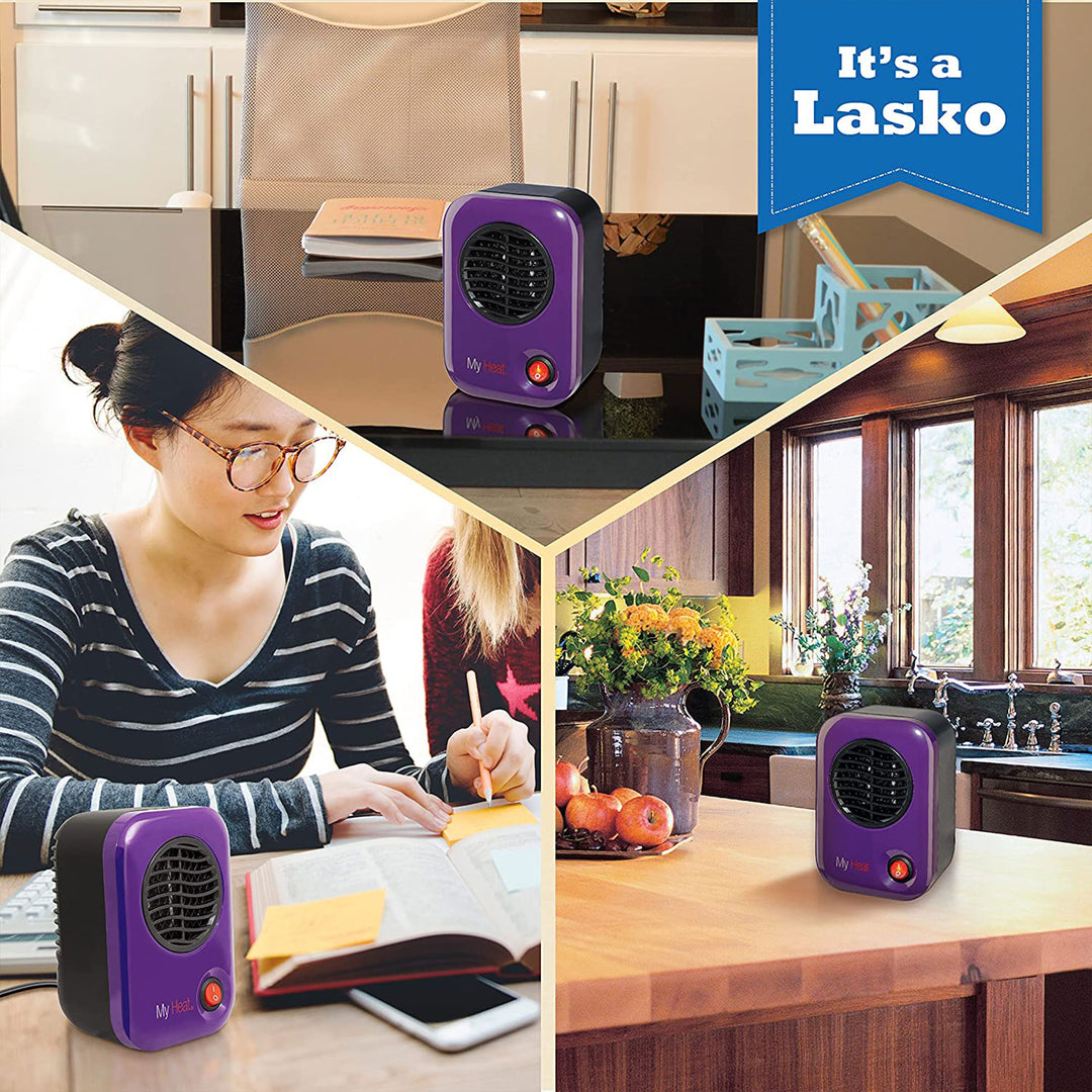 Lasko 106 MyHeat Portable Personal Electric 200 W Ceramic Space Heater, Purple - VMInnovations