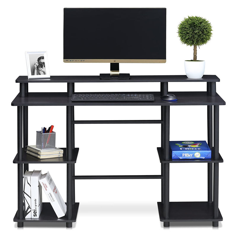 Furinno Turn-N-Tube Rectangular Office Computer Desk with Top Shelf, Espresso