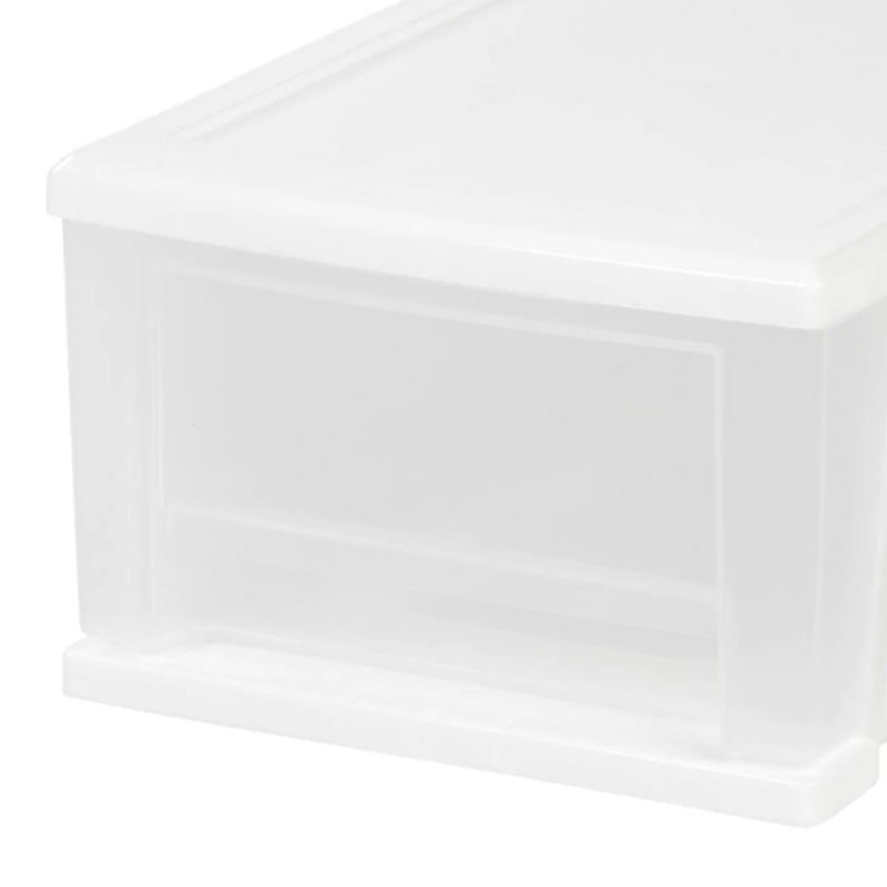 IRIS USA 7 Quart Hard Plastic Extra Large Stacking Tote Drawer, White, (8 Pack)