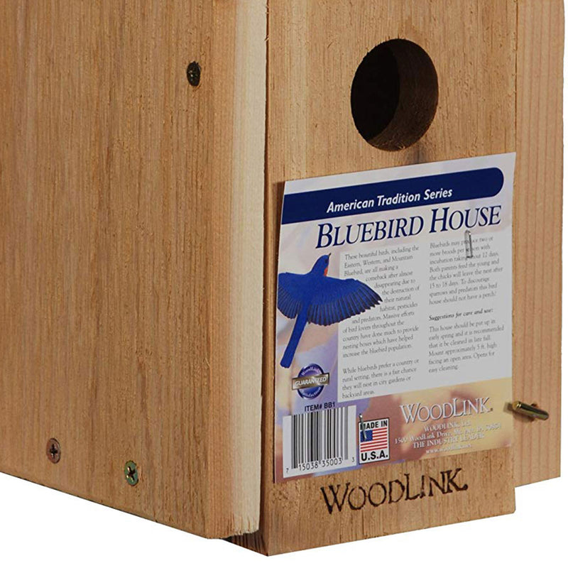 Woodlink 24301 BB1 Wooden Natural Inland Red Cedar Wood Bluebird Bird House Box