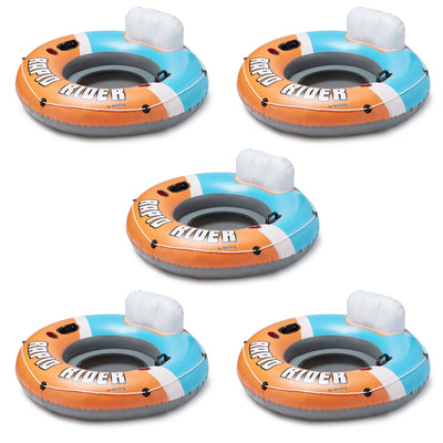 Bestway CoolerZ Rapid Rider Inflatable River Lake Pool Float, Orange, 5 Pack