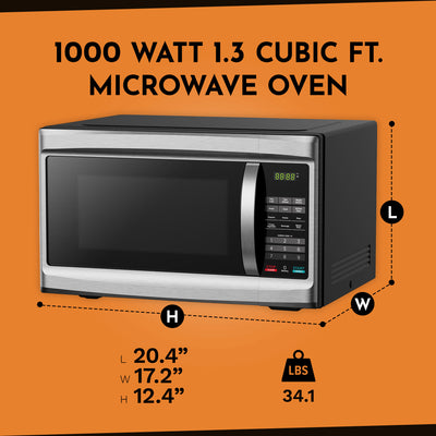 Black+Decker 1000 Watt 1.3 Cubic Feet Microwave Oven, Black Stainless Steel - VMInnovations