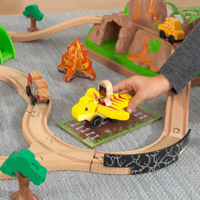 KidKraft 56 Piece Bucket Top Wooden Railroad Track Train Toy Playset (Open Box)