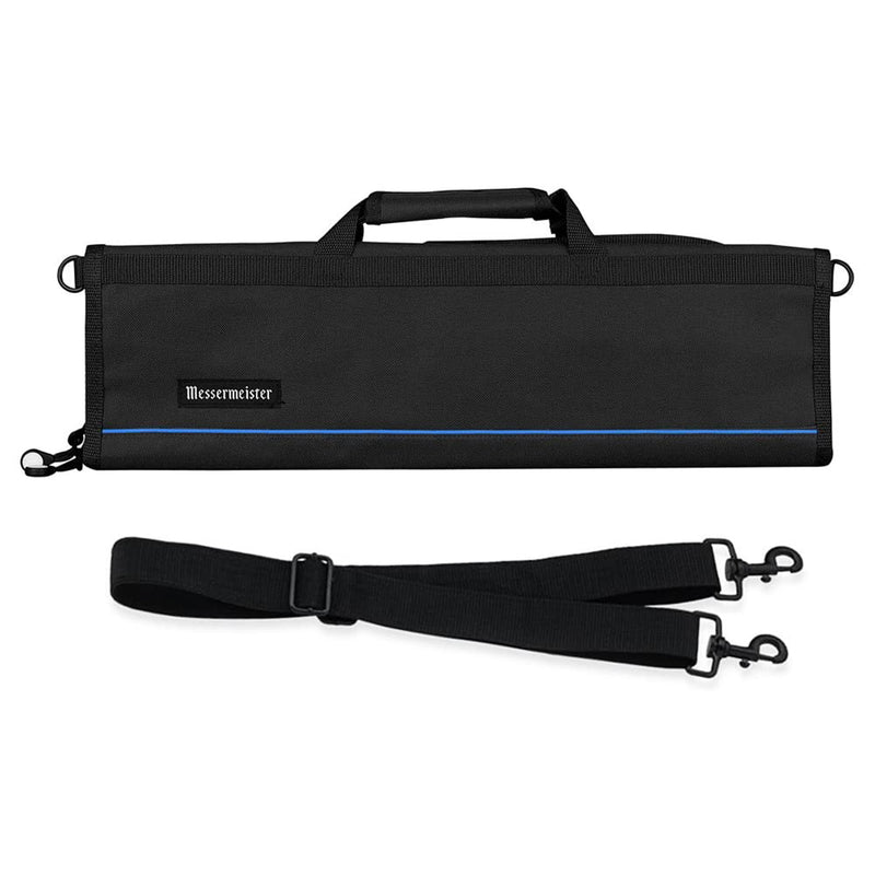 Messermeister 8 Pocket Padded Nylon Knife Culinary Roll Up Luggage Case, Black