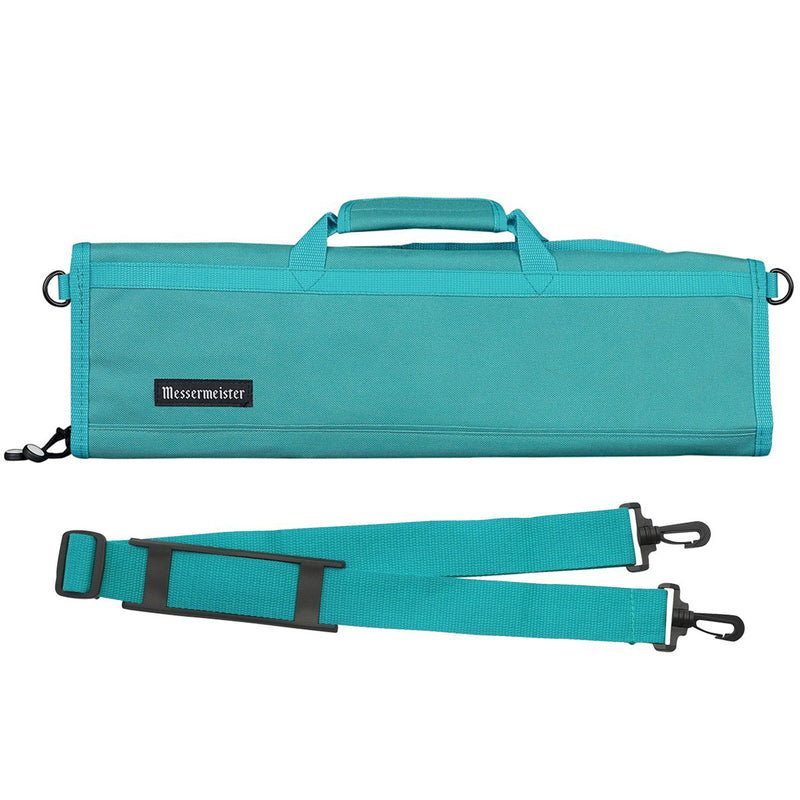 Messermeister 8 Pocket Padded Nylon Knife Culinary Roll Up Luggage Case, Teal
