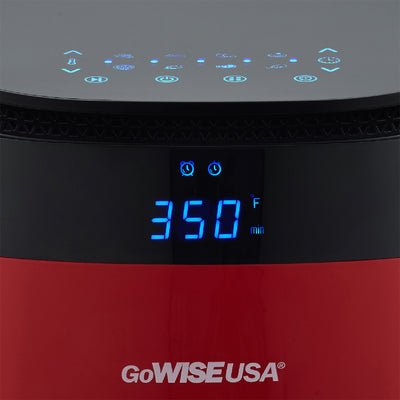 GoWISE GW22826-S 1500 Watt 5 Quart Digital Touchscreen Countertop Air Fryer, Red