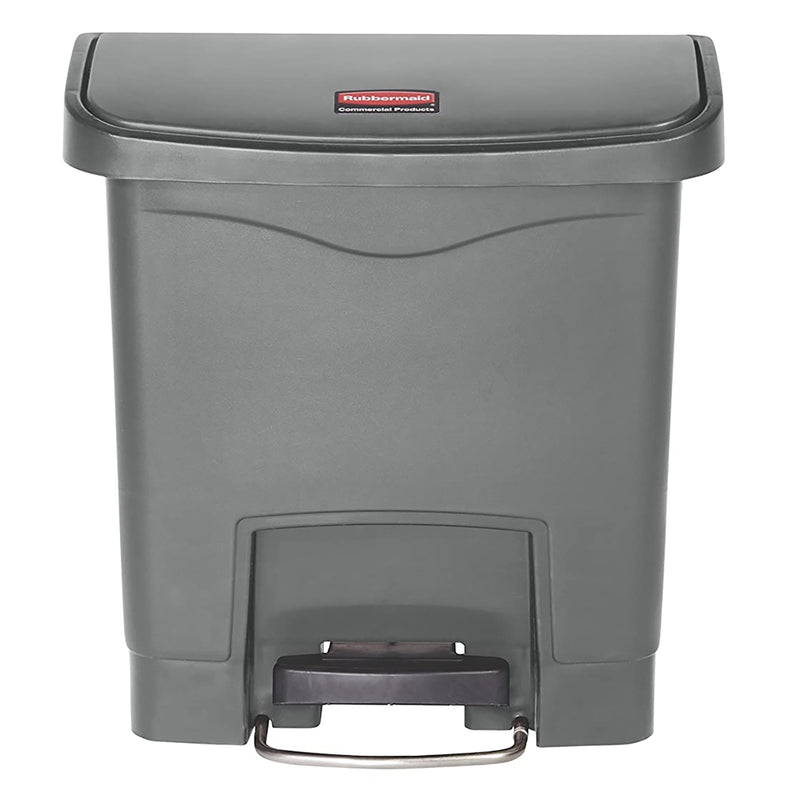 Rubbermaid Slim Jim 4-Gallon Plastic Garbage Can with Easy Step-On Pedal, Gray