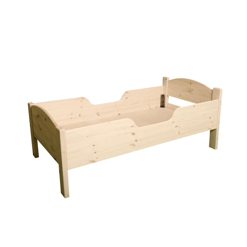 Little Colorado Traditional Wooden Toddler Bed with Side Rails, Unfinished Birch