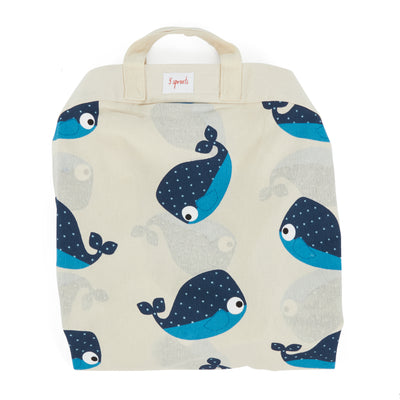3 Sprouts Convertible Toy Storage Bag and Portable Play Mat, Blue Whale Pattern