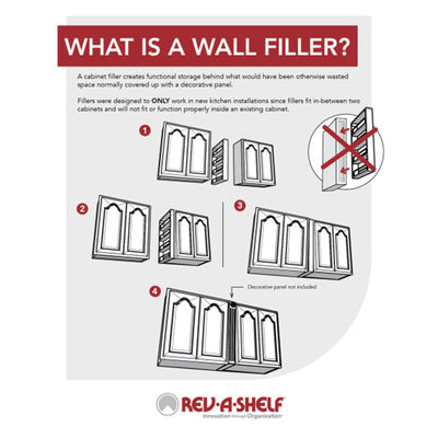 Rev-A-Shelf Pull Out Wall Filler Cabinet Wooden Organizer, 42" Hgt, 432-WF42-3C