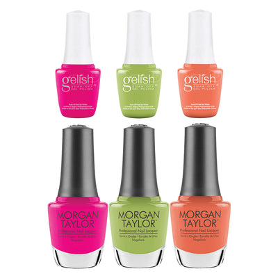Gelish Mini & Morgan Taylor Feel the Vibes Gel Polish and Lacquer Set, 6 Pack
