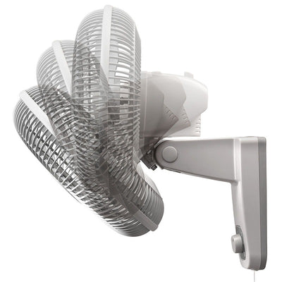 Lasko M12900 Oscillating 12" Indoor Wall Mount 3 Speed Electric Fan, Light Gray