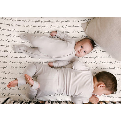 Goumikids Organic Bamboo Cotton Fitted Baby Crib Sheet, You Are Loved & Midnight