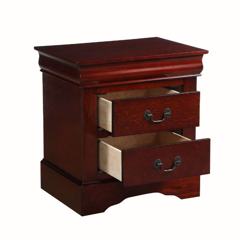 ACME Furniture Louis Philippe III 2 Drawer Bedroom Wood Chest Nightstand, Cherry
