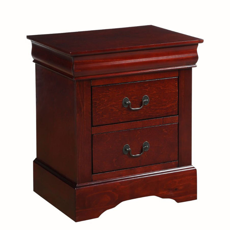 ACME Furniture Louis Philippe III 2 Drawer Bedroom Wood Chest Nightstand, Cherry