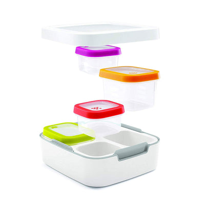 Rubbermaid Balance 11 Piece Color Coded Meal Kit Storage Container, White/Gray