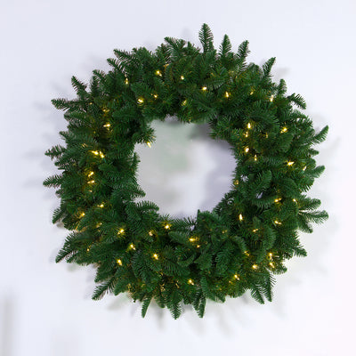 Easy Treezy 30" Pre-Lit Pine Holiday Christmas Wreath w/100 Incandescent Lights