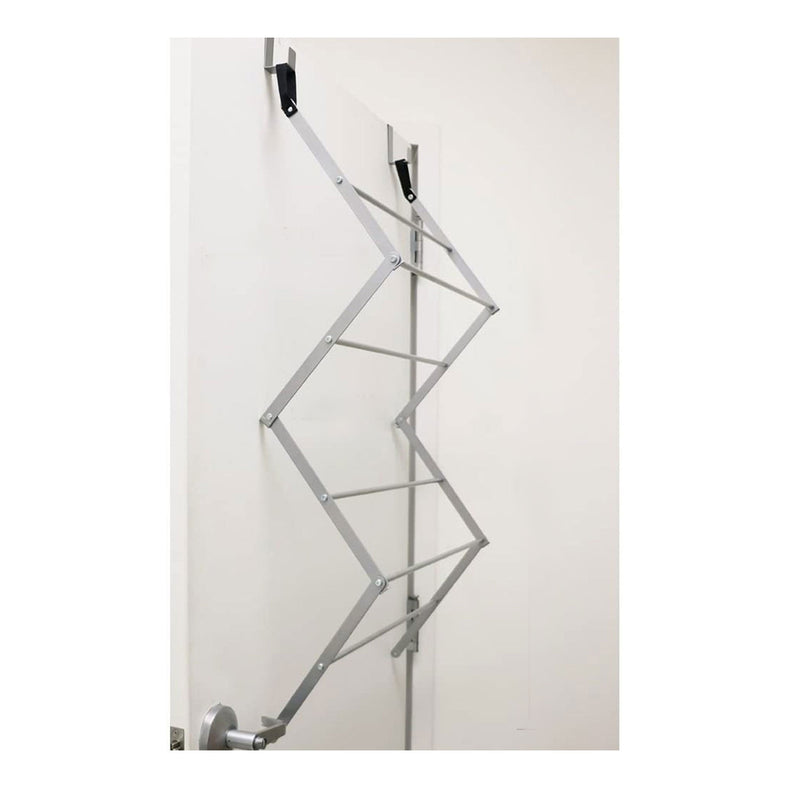 Homz Collapsible Over the Door Hooks Hanging Drying Clothing Closet Rack, Silver