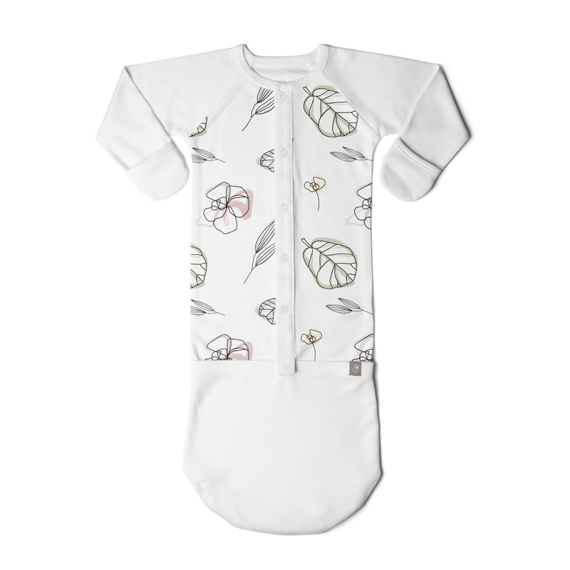 Goumikids Soft Organic Baby Sleeper Gown, Mitt, and Bootie Bundle, 0-3M Floral