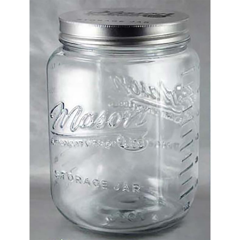 Grant Howard 51092 136 Ounce Classic Embossed Glass Mason Storage Jar with Lid