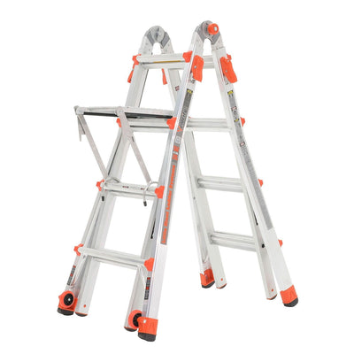 Little Giant Velocity 17' Aluminum Adjustable Folding Ladder & Platform (2 Pack)