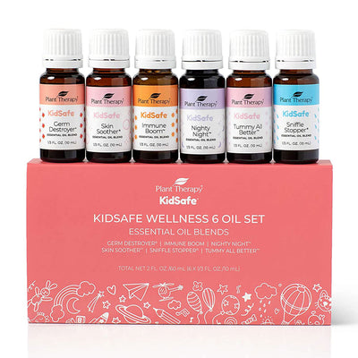 Plant Therapy 10 mL Essential Oil Blends, Set of 6, KidSafe Wellness (Open Box)