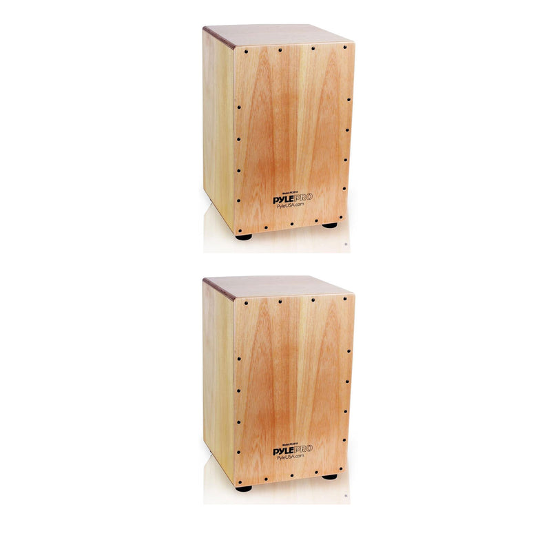 Pyle Full Size Stringed Acoustic Cajon Percussion Hand Drum Instrument (2 Pack)