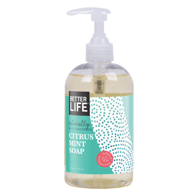 Better Life Natural Plant Based Hand, Face, & Body Soap, Citrus Mint, 12 Ounces