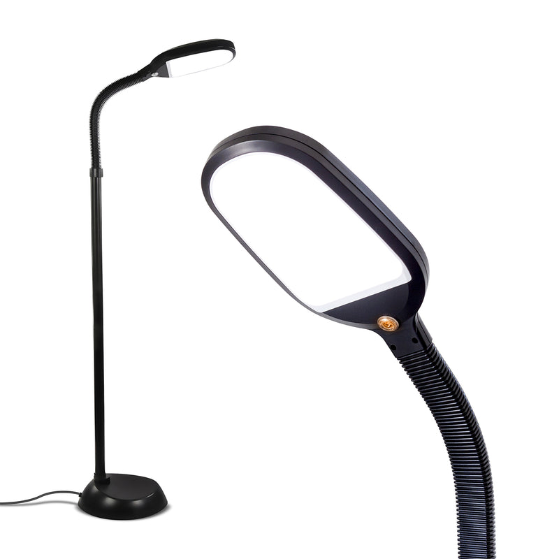 Brightech Litespan Daylight LED Floor Lamp with Adjustable Reading Light, Black