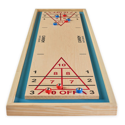 Carrom Indoor and Outdoors Wooden Mini Tabletop Shuffleboard Game with Pucks