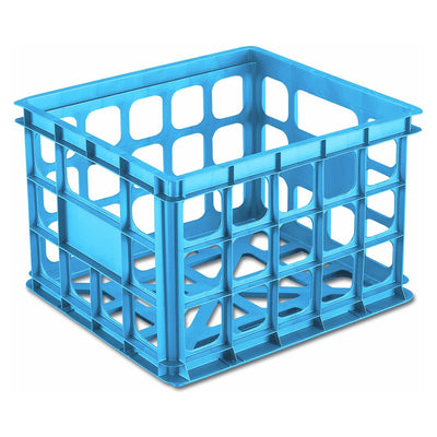 Sterilite 16924306 Mini Plastic File Storage Crate Box, Blue Aquarium (12 Pack)