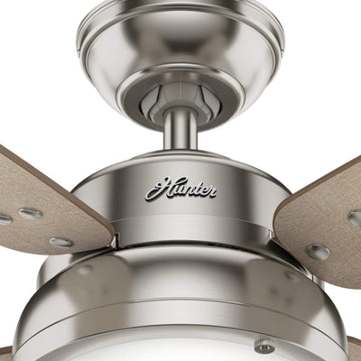Hunter Wingate 52" Home Ceiling Fan with LED Light and Remote, Brushed Nickel