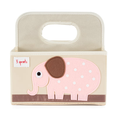 3 Sprouts UDOELE Polyester Divided Portable Diaper Caddy w/ Pink Elephant Design