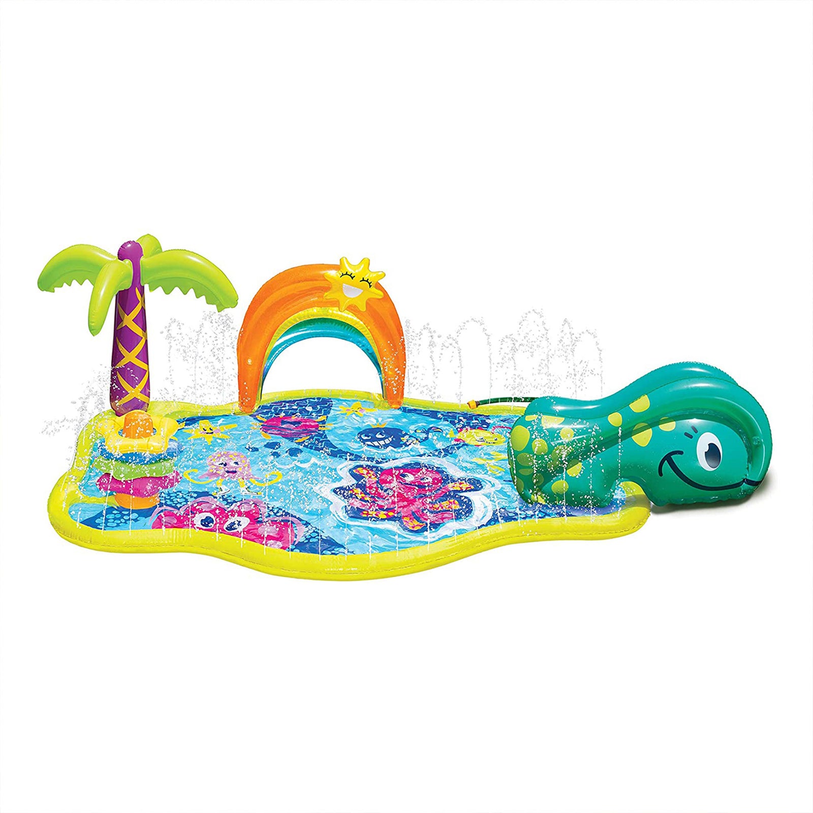 Banzai Splish 'N Splash Kids Inflatable Outdoor Water Park Play Mat with Slide - VMInnovations