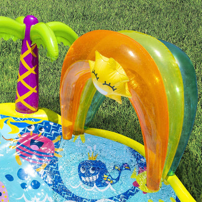 Banzai Splish 'N Splash Kids Inflatable Outdoor Water Park Play Mat with Slide - VMInnovations