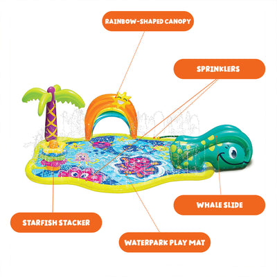 Banzai Splish 'N Splash Kids Inflatable Outdoor Water Park Play Mat with Slide - VMInnovations